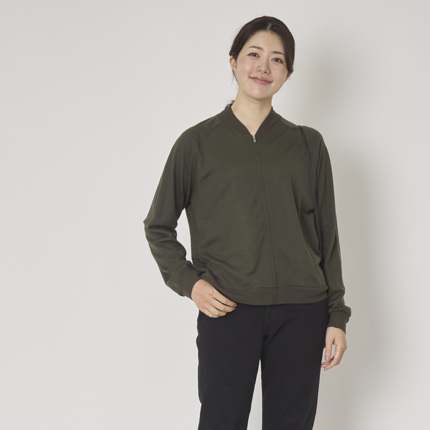 sohi/ウォッシャブルウール天竺ジップアップカーデ